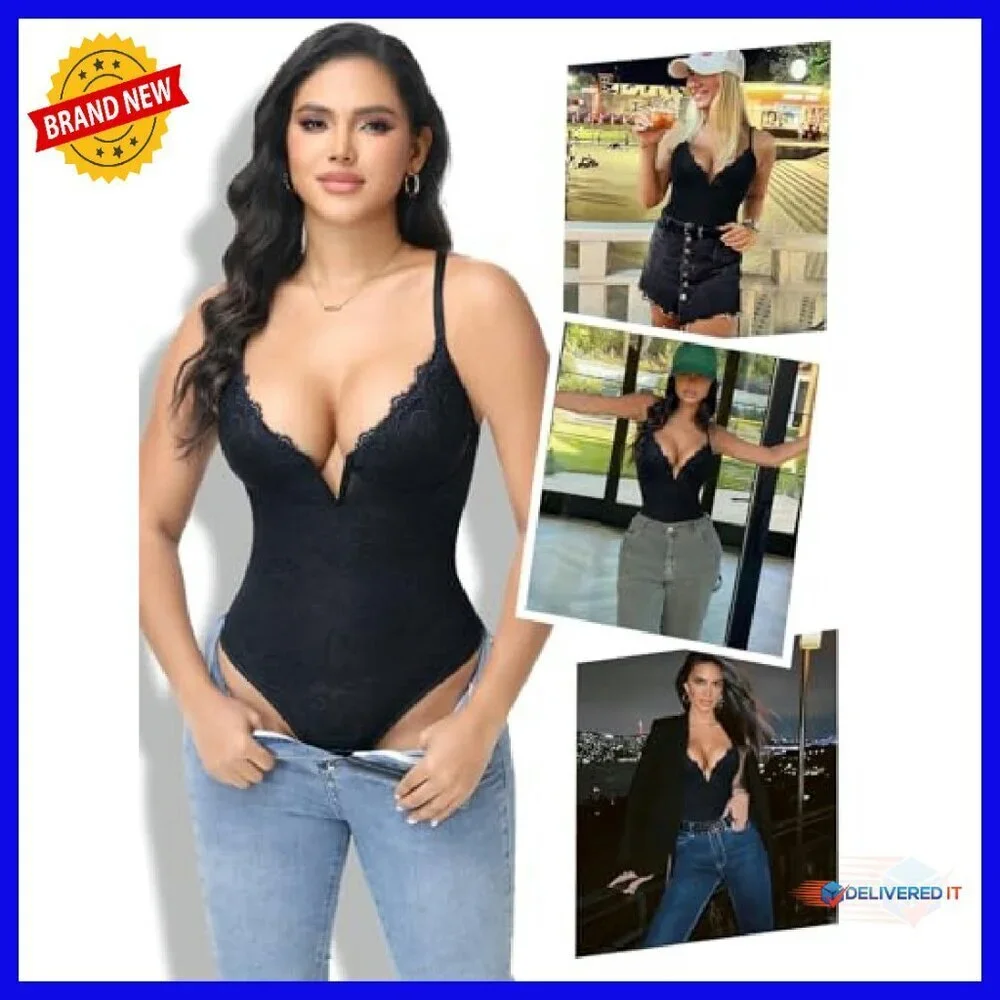 Lace Shapewear Bodysuit Tummy Control Sleeveless Thong Backless
